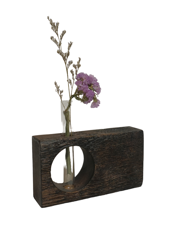 Wooden Vase Design 2 - Black (Teak Wood)
