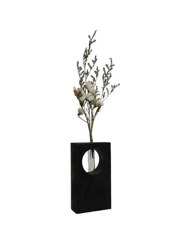 Wooden Vase Design 1 - Black (Teak Wood)