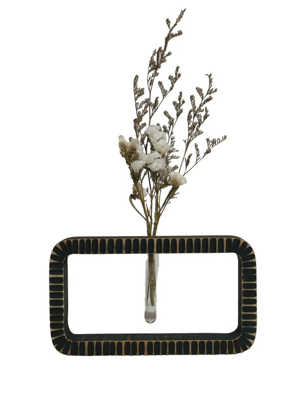 Wall Decor Flower Vase - Green (Teak Wood)