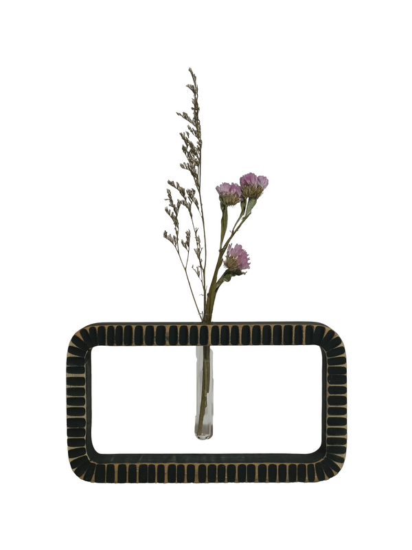 Wall Decor Flower Vase - Green (Teak Wood)