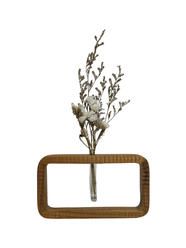 Wall Decor Flower Vase - Natural (Teak Wood)