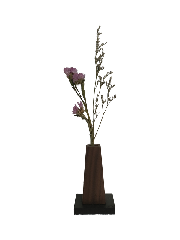 Mini Flower Vase Decor Design 2 - Walnut (Teak Wood)