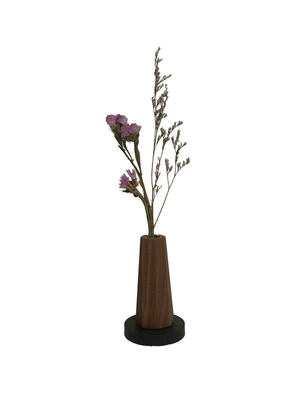 Mini Flower Vase Decor Design 1 - Walnut (Teak Wood)