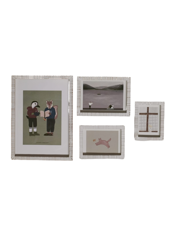 Wall Decor Photo Frames Set - White (Teak Wood)