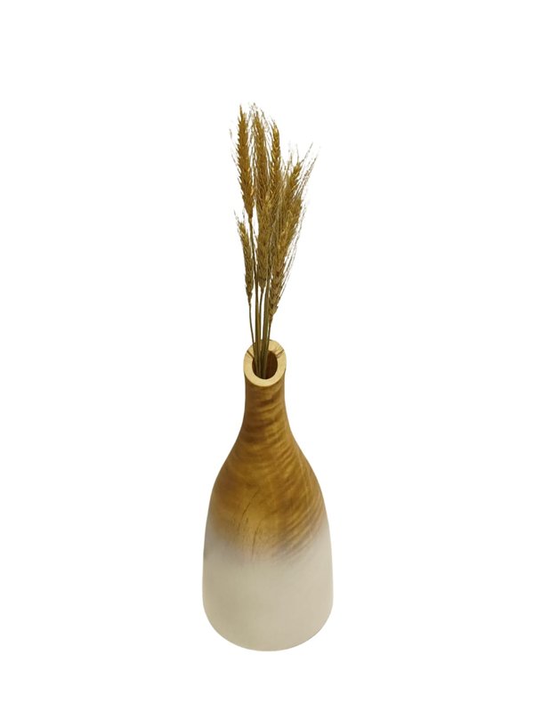 Wooden Short Vase No.3 (Wooden/ White Color)