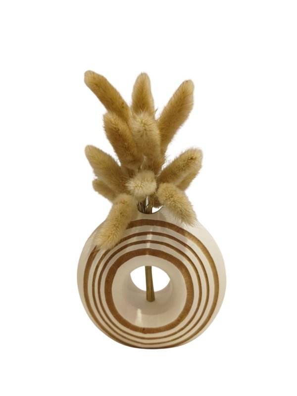 Table Decor No.6 Mango Wood (Wooden/ White Circles)